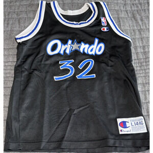 Shaquille O'Neal NBA Orlando Magic Vintage Champion Black Home Jersey Boys 14-16
